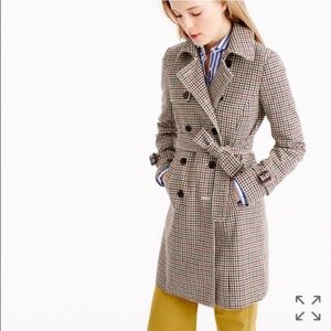 J.Crew Icon Trench Coat Plaid Italian Wool Size 4